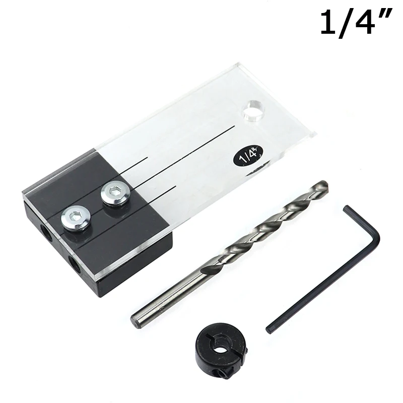 1/2'' 3/8'' 1/4'' Dowel Drilling Jig Kit Pocket Hole Acrylic Faces Drill Guide Locator DIY Woodworking Carpentry Tools |