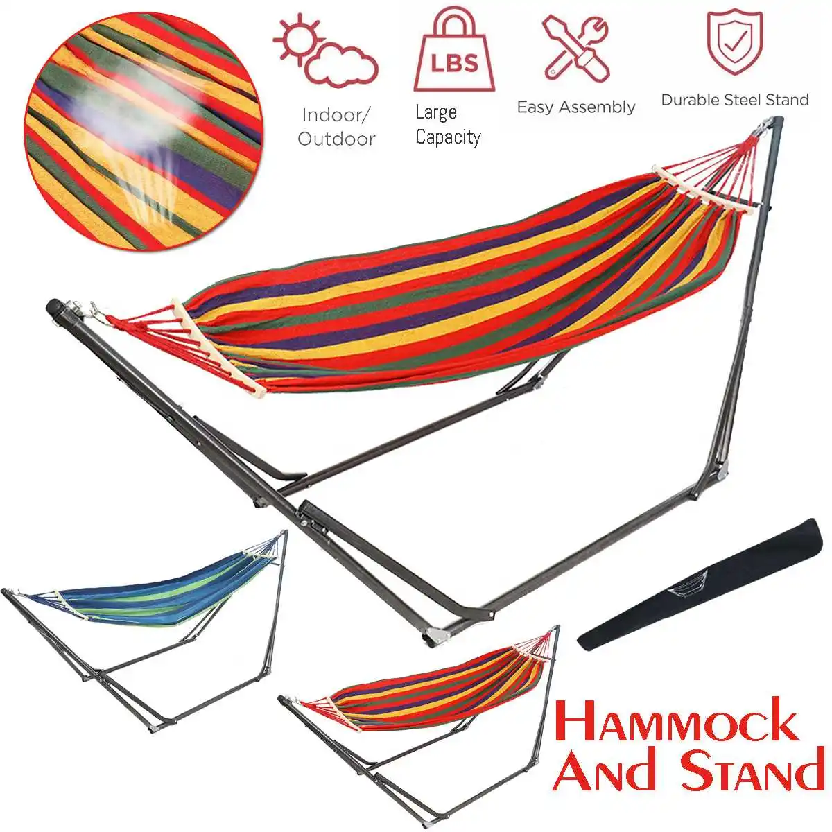 

Новый гамак, походный лагерный утепленные качающийся стул, уличная подвесная кровать из плотной ткани кресло-качалка с гамак стенд 260*100 см