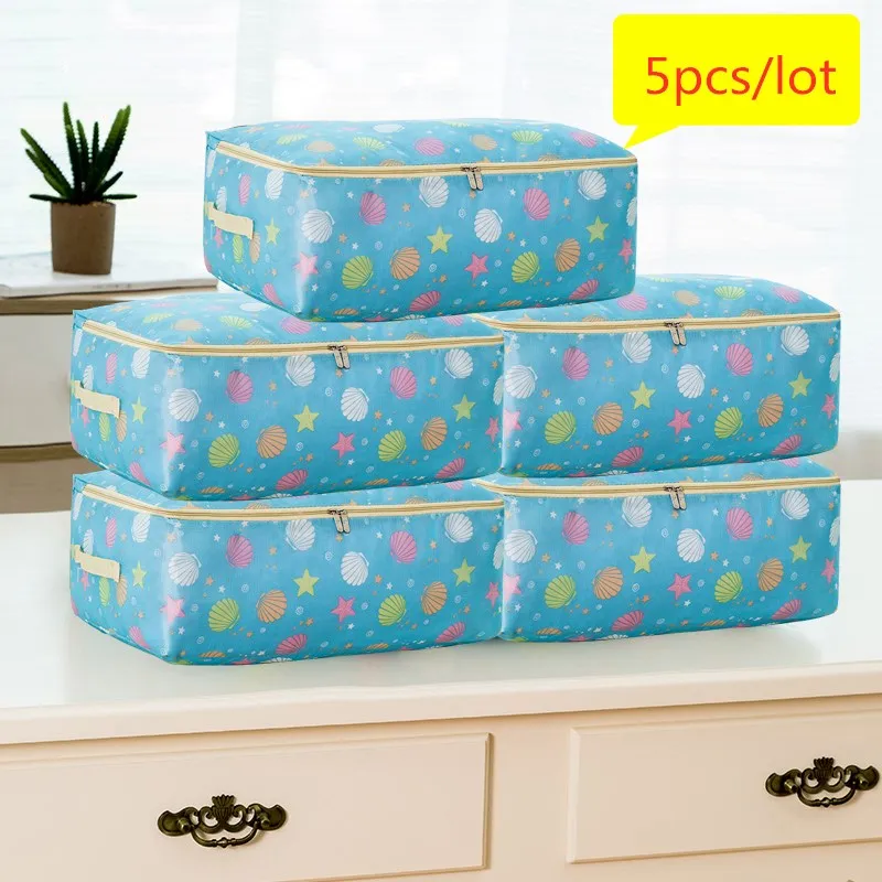 lansebeike 5pcs 5 шт./компл. большой Ёмкость Органайзер 10 Цвета квадратный Органайзер сумка Водонепроницаемый сумка для хранения из ткани Оксфорд для дома шкаф Гардеробная - Цвет: lansebeike 5pcs