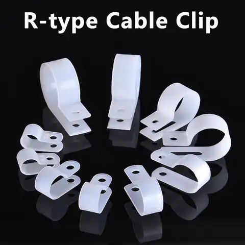 100 шт., пластиковые зажимы для кабелей типа R