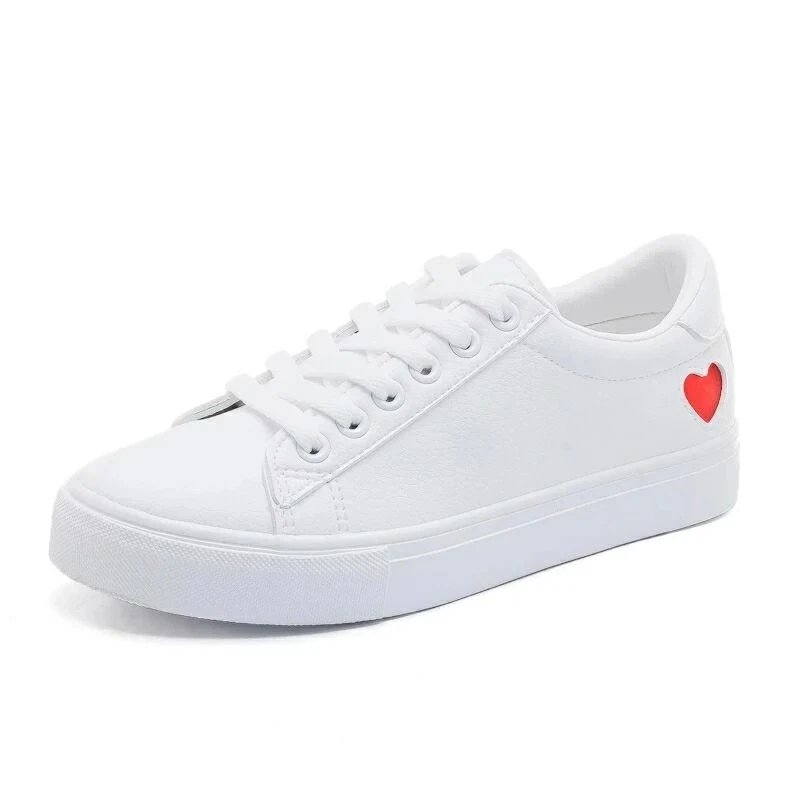 Women Canvas Shoes Women Casual Flats Heart Lace-up Fashion Ladies Spring/Autumn Shoes designer White Sneakers