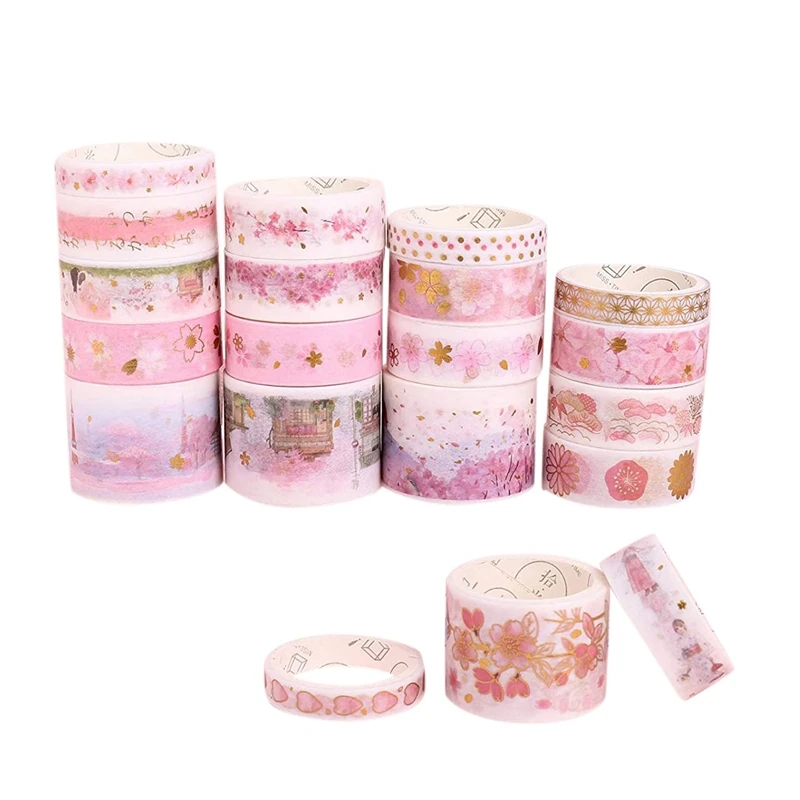 

20 Rolls Washi Tape Set,Masking Tape Gold Foil Flower Coloured Craft Supplies for DIY Craft Gift Wrapping Scrapbooking