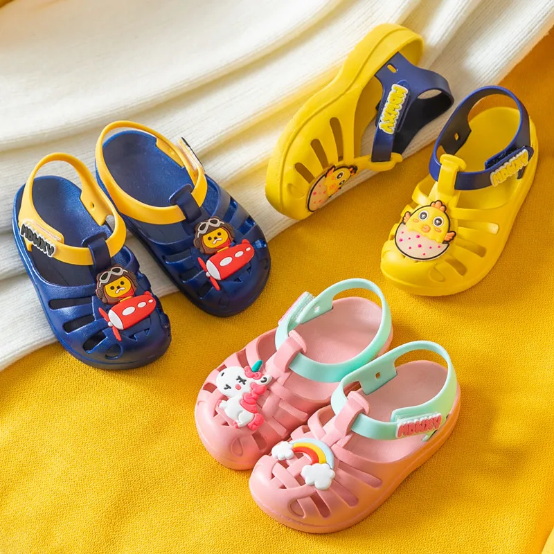 Милые детские сандалии с мультяшными животными обувь для мальчиков и девочек в