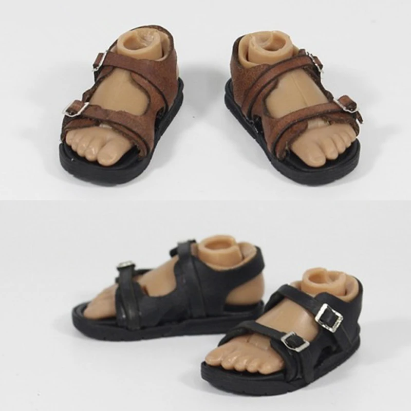 

1/6 Scale Leather Sandals Male Shoes Model Toy Black/Brown Colors for 12" Action Figure Doll Toys No Feet