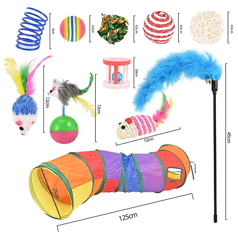 Набор игрушек для кошек из 20 предметов туннели шарики игрушка перьев плюшевая