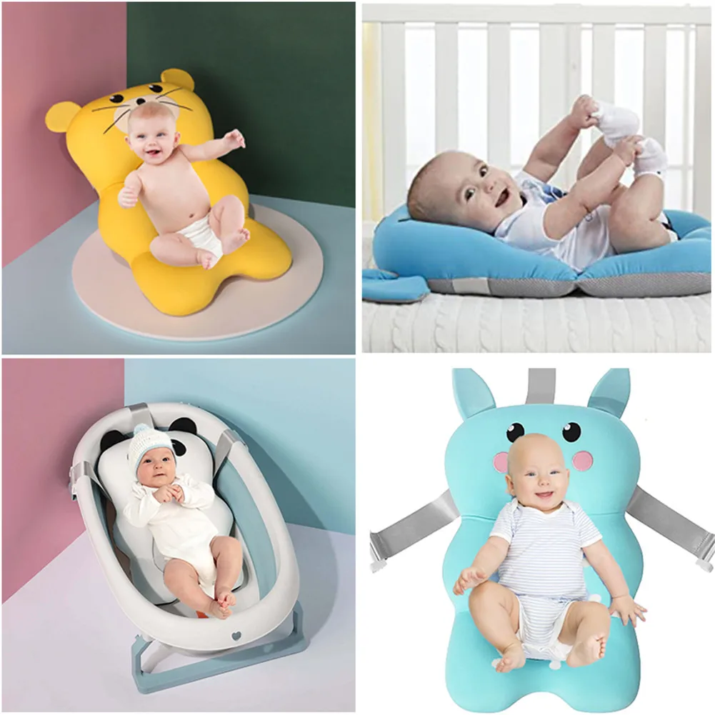 Baby Shower Pillow Bath Seat Support Mat Pad Non-Slip Bathtub Seat Mats Padded Comfy Rabbit Bather Safety Bath Support Cushion images - 6