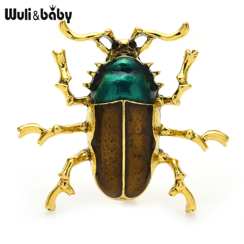 Wuli&baby Enamel Beetle Brooches Lovely Insect Party Casual Brooch Pins Gifts