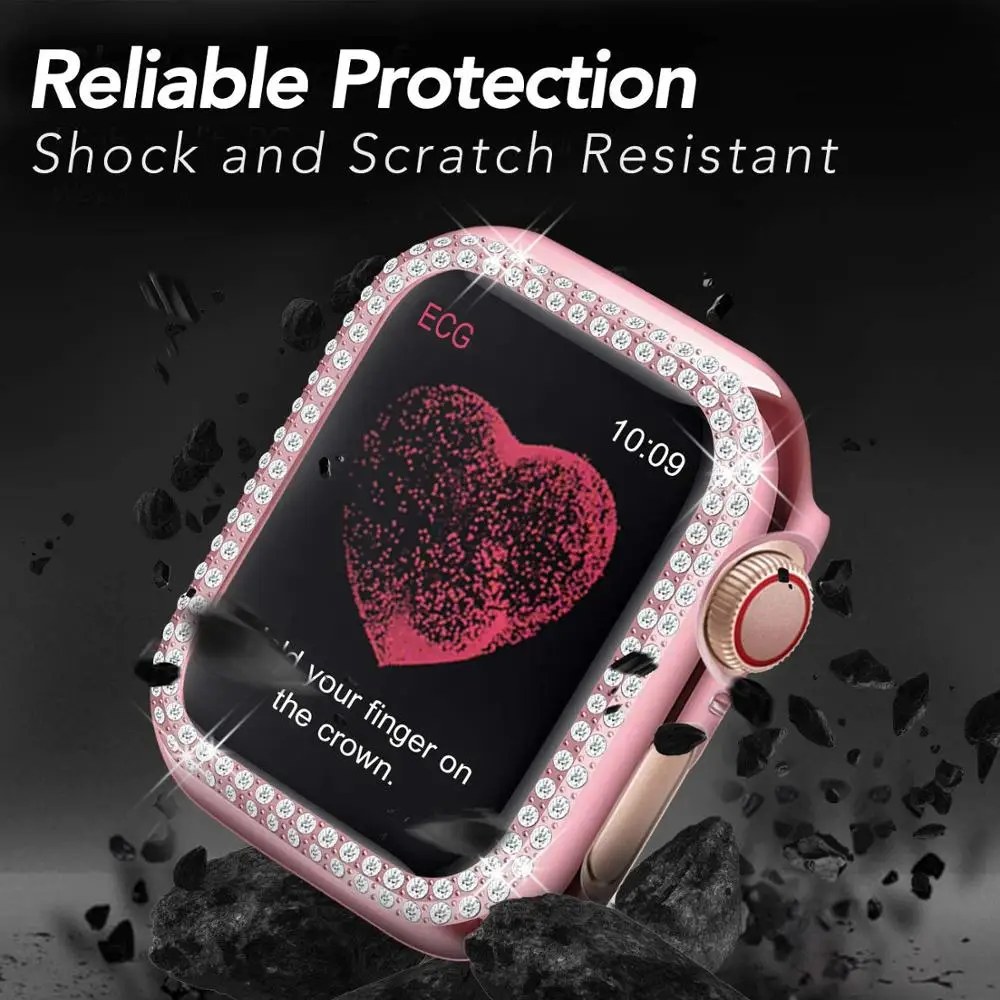 Чехол для Apple watch series 6 se 5 4 44 мм 40 аксессуары чехол бампер с двойной алмазной