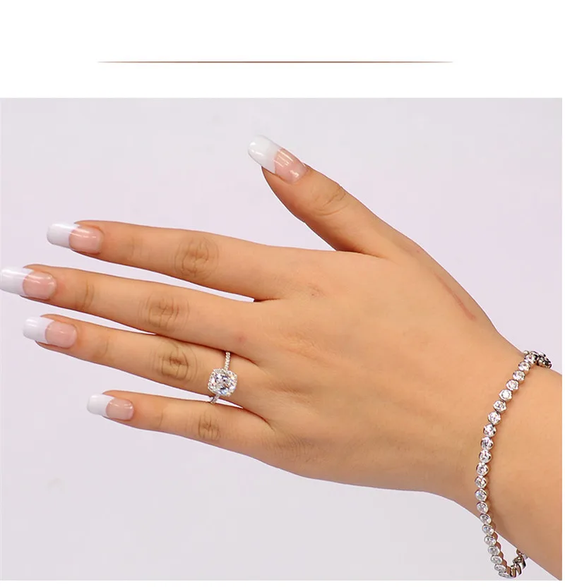 CC 925 серебряные ювелирные кольца для женщин прямоугольный кубический цирконий