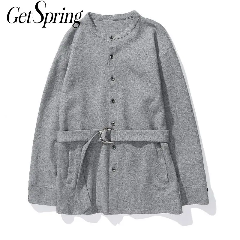 GETSPRING Женское пальто с О образным вырезом длинным рукавом тонкие куртки женские