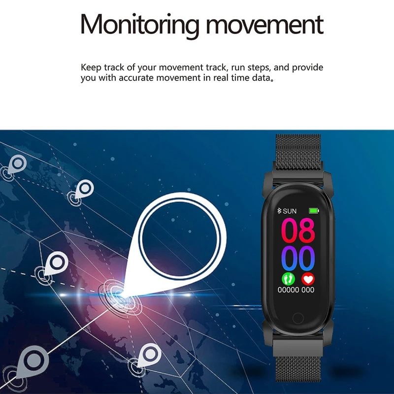

Smart Bracelet Blood Pressure Heart Rate Temperature Fitness Tracker Sport Wristband Watch for IOS Android