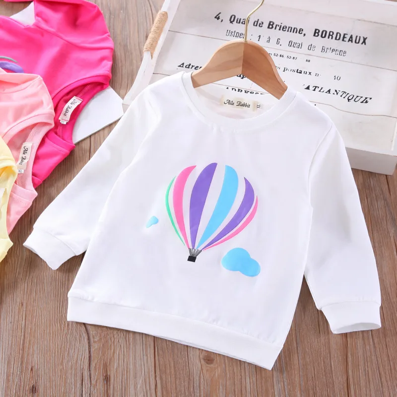 

Baby Clothes T-shirt Cartoon Hot Air Balloon Pattern Long-sleeved Cotton Top White Yellow 0-4 Baby Boy Girl Children's Clothing