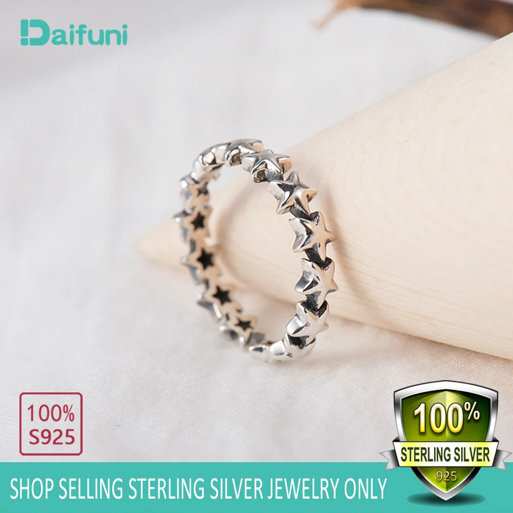 Подлинное кольцо из стерлингового серебра 925 пробы со звездами для женщин