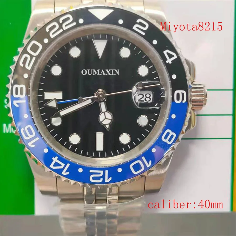 

40mm Luxury Men's Miyota8215 Automatic Mechanical Sapphire Glass Black Dial Clock Diving Watch