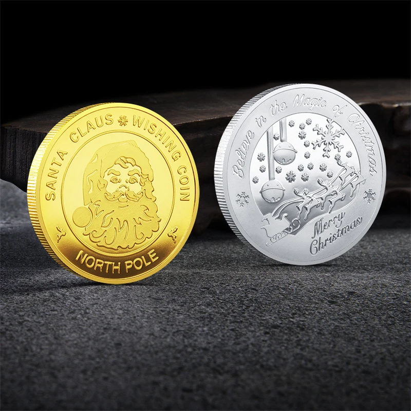 Three-Dimensional Commemorative Coins Santa Claus Pattern Wishing Coin Collectibles Meaningful Christmas Gifts Decorations | Дом и сад