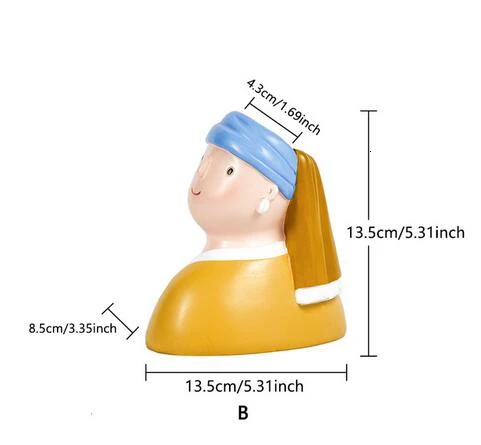 B Florero de resina personaje de dibujos animados maceta cara humana florero suculento arreglo повязка на голову sala de estar dormitorio - Цвет: B