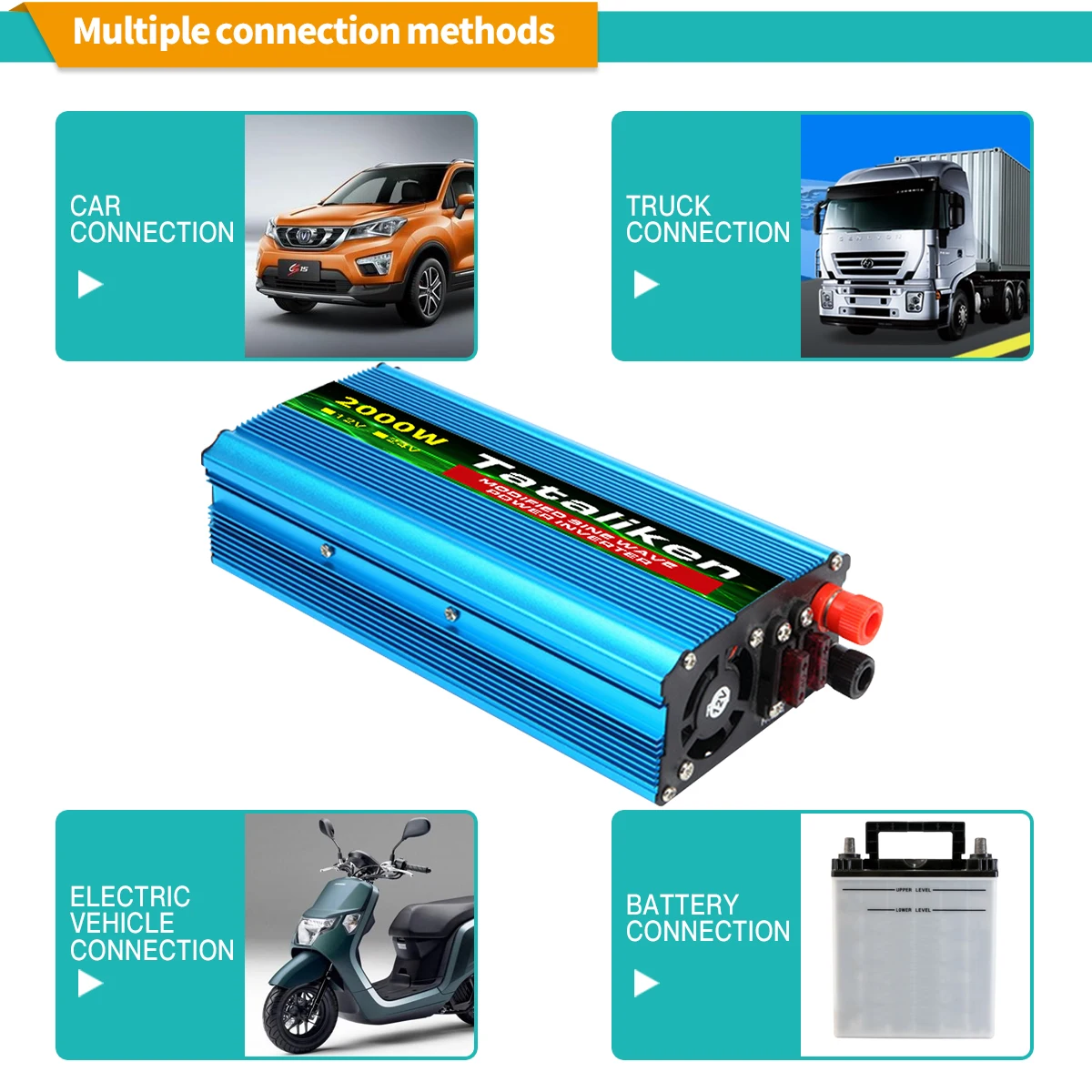 $138.00 2000W Peak Power Inverter DC 12V/24V to AC 220V Auto Portable Charger Converter Adapter Modified Sine Wave Universal Socket