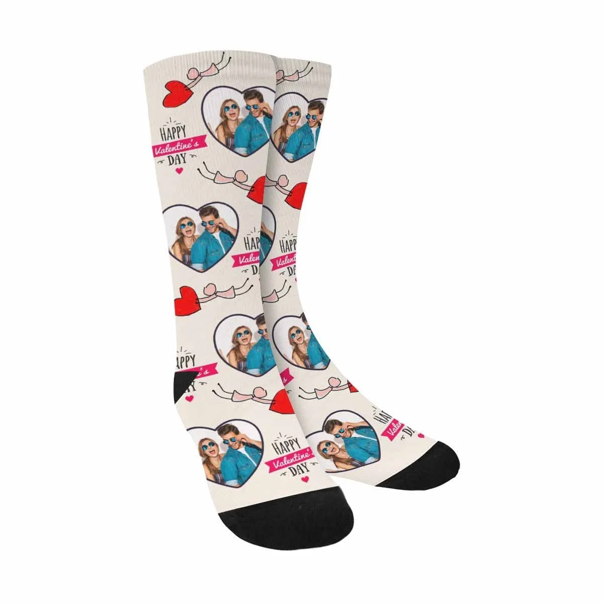 

Custom Photo Happy Valentine's Day Sublimated Crew Socks