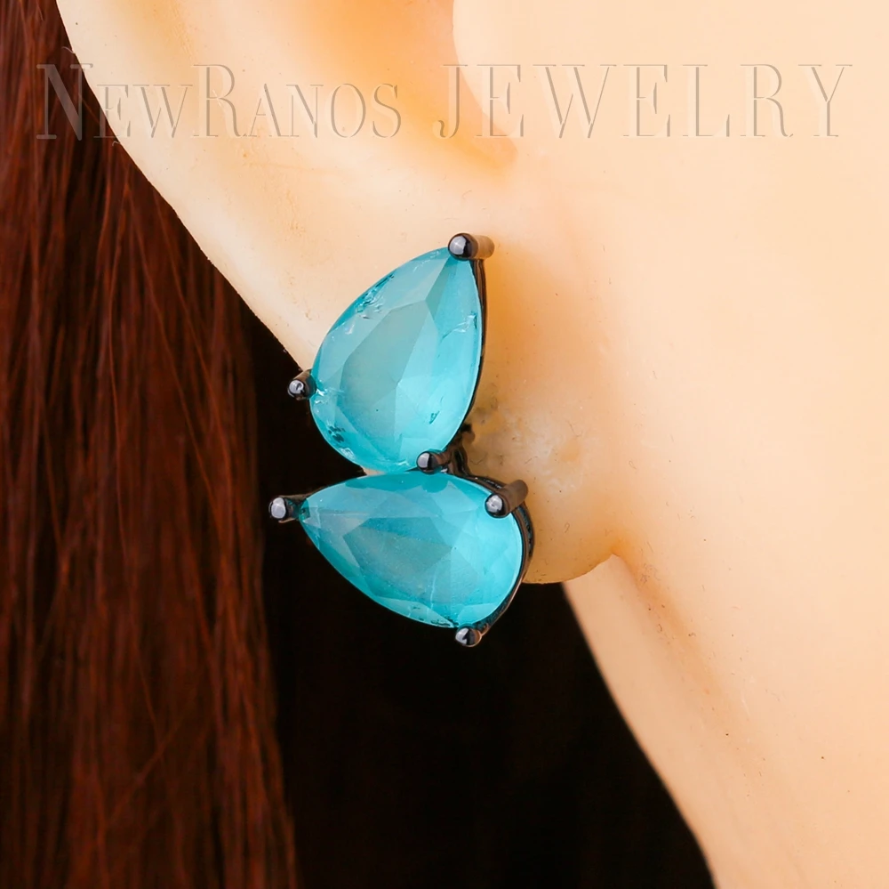 Женские серьги гвоздики в форме капли Newranos вечерние с фиолетовым и черным