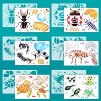 new 8pcs animals and insects growth cycle life learning montessori educational plastic drawing painting stencils toys for kids