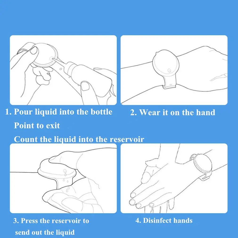 

Liquid Wristband Hand Dispenser Silicone Refillable Wristband Easy To Clean Your Hand Or Body By Lightly Press