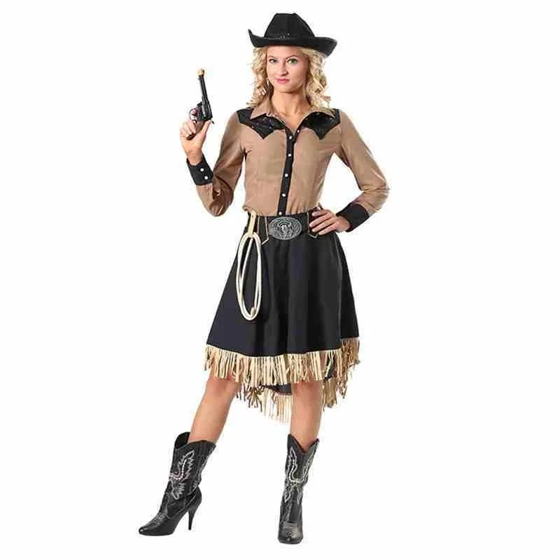 

Halloween Party Cowboy Costume For Adult women Cowgirl Cosplay Western Dress Suit Carnival Adult Costumes party role play