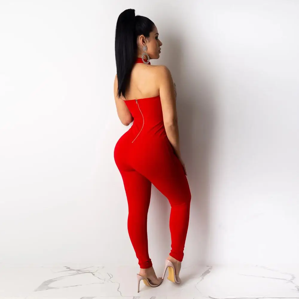 Сексуальный комбинезон с блестками и кисточками женский лямкой на шее один