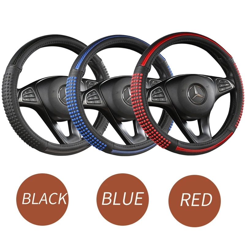 

37-38CM New Car Steering Wheel Cover Artificial Leather Steering-Wheel Covers Breathable Fabric Braid Auto Accessories Universal