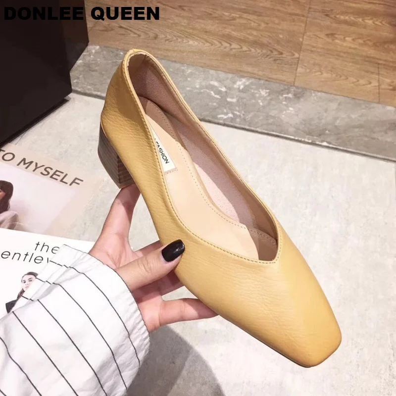 DONLEE QUEEN/обувь на толстом каблуке женские туфли-лодочки Рабочая обувь с квадратным
