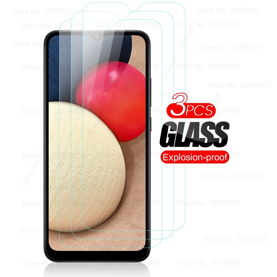 

3pcs samung a02s glass screen protectors for samsung galaxy a02s a 02s sm-a025f/ds 6.5'' telephone tempered glass film cover