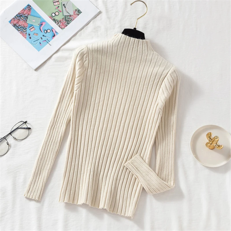 Winter Turtleneck Knitted Women Sweaters And Solid Casual Long Sleeve Pullovers Cute Sueter Mujer Tops Korean Kawaii Jumper | Женская