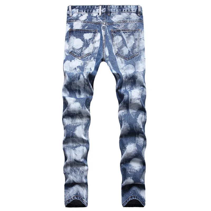 

2021 Light-Colored Men's Floating Hanging Ripped Jeans Teenagers Casual Handsome Two-Color Jeans