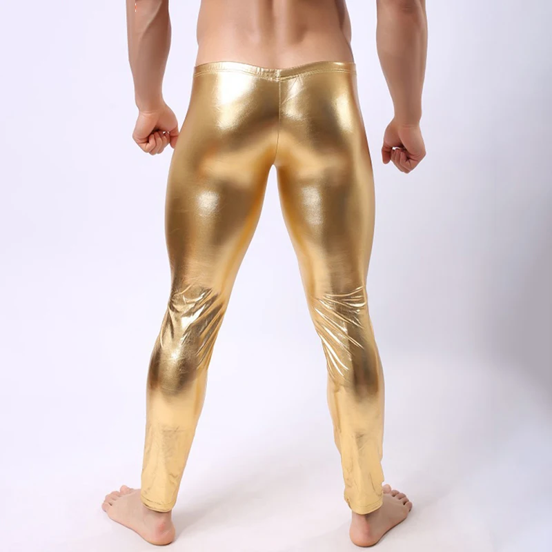 Узкие брюки карандаш для мужчин из искусственной кожи сцены сексуальные