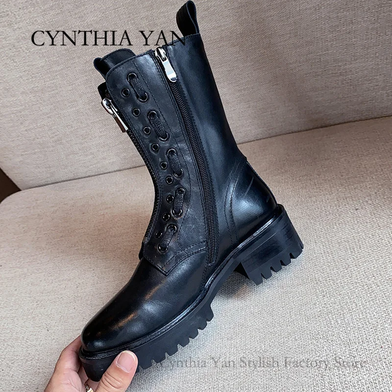 

Platform Patent Leather Snow Boots Women Ankle Zipper Chunky Heels Anti-skid Warm Winter Shoes Casual Comfortable Nude Boots