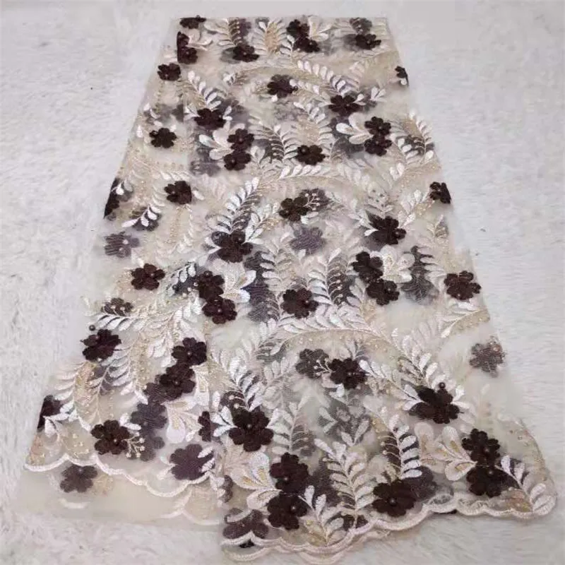 2019 Высокое качество африканская кружевная ткань бусины Розовая/Белая