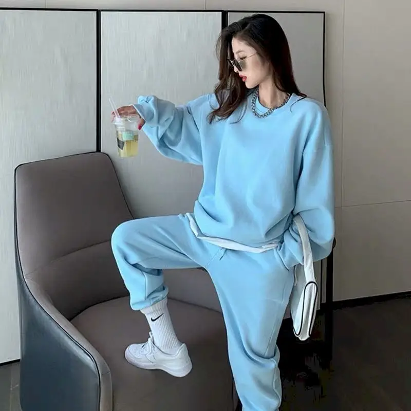 Спортивный костюм для женщин весна-осень 2021 винтажный корейский Свободный