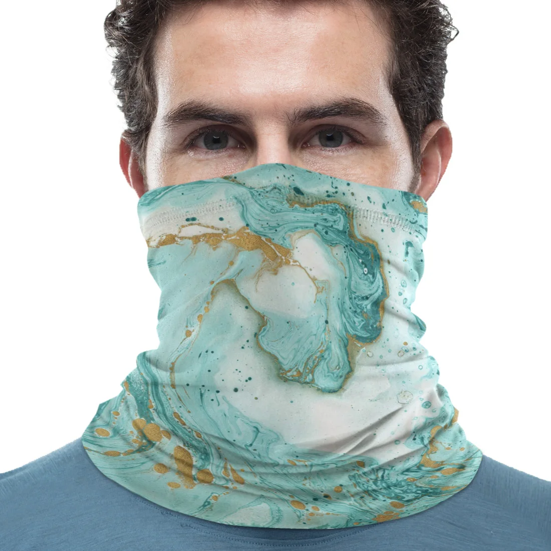 Красочные мраморные бирюзовые обои для мужчин и женщин прямоугольный шарф