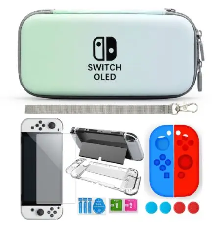 Закаленная пленка для NS Switch OLED сумка хранения с 10 слотами игровых карт Прозрачный