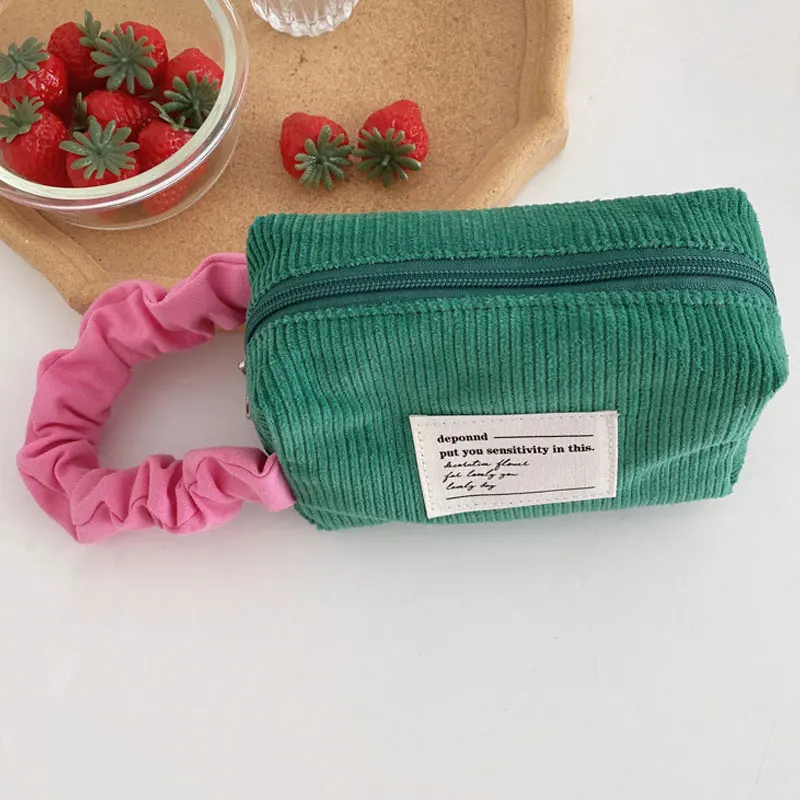 

Youda Cosmetic Bag Women Makeup Case Organizer Korean Coin Purse Travel Pouch Necesserie Stationery Bags Corduroy Beauty Case