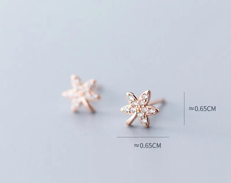 

A00070 Jazaz Fashion Korean Genuine 100% 925 Sterling Silver Mini Small Flower Stud Earrings for Women Girl Jewelry Birthday