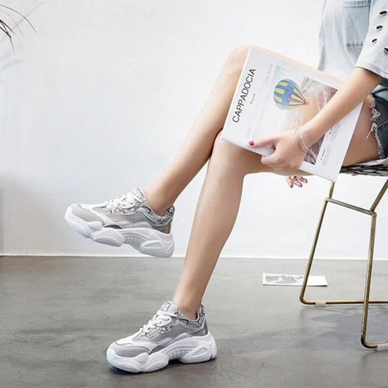 Прямая поставка женская повседневная обувь удобные дышащие женские кроссовки из сетчатого материала на