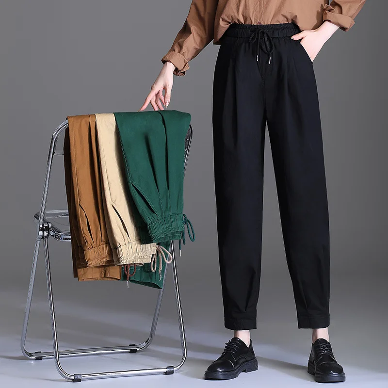 Daddy Pants Women's Cropped Casual Cotton Harem Fashionable Loose Wide-Leg Baggy Fashion | Женская одежда