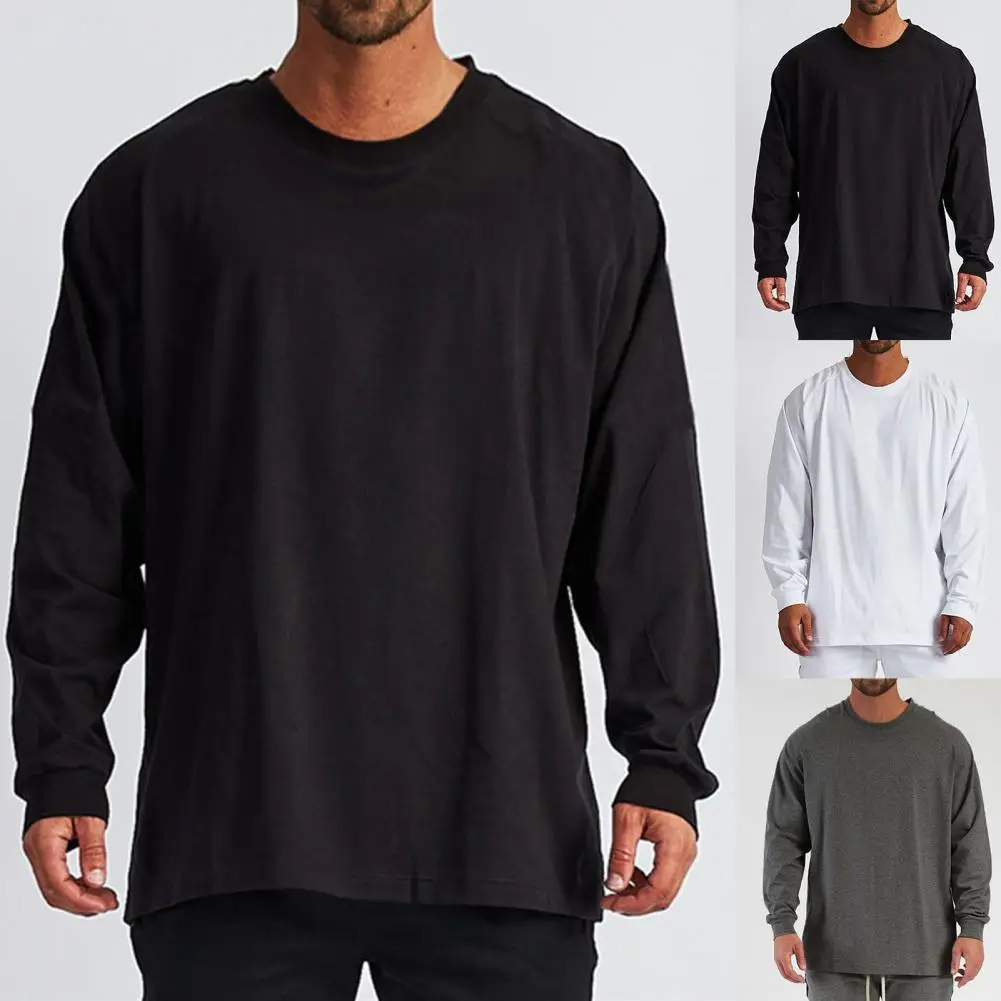 

Plus Size Simple Plus Size O Neck Male T-shirt Top Soft Male Top Solid Color for Work Casual Men Shirt Streetwear Men Clothes