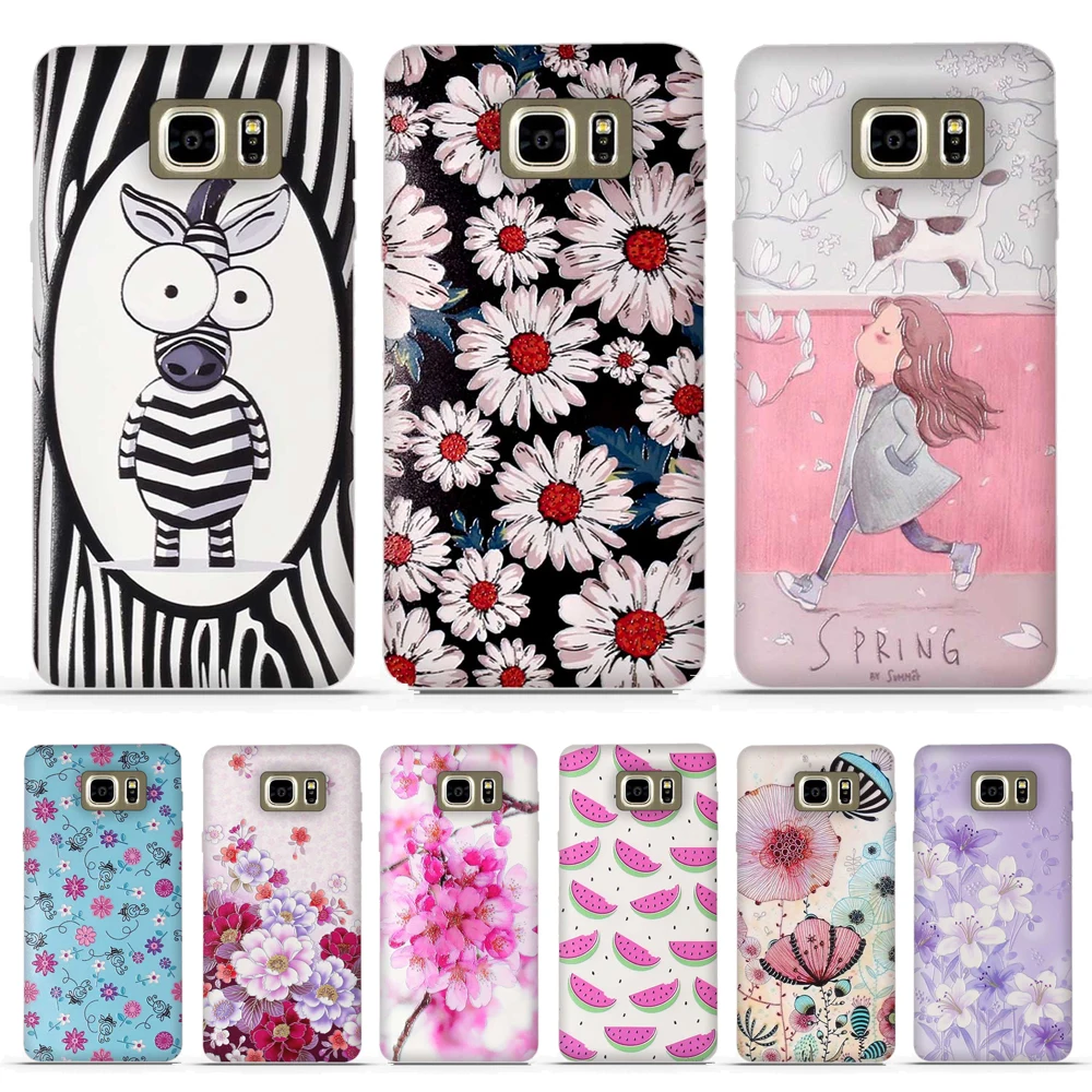 Чехол для Samsung Galaxy Note 5 мягкий силиконовый чехол из ТПУ с цветочным рисунком