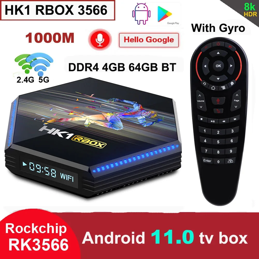 ТВ приставка Android 11 1000M 8K Google Voice Youtube Smart Tv Box 4 Гб оперативной памяти 32 встроенной 64GB
