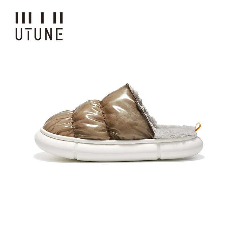 

UTUNE, водонепроницаемые космические тапочки из ТПУ, мужская зимняя обувь, теплая плюшевая обувь на платформе 2021 года, на плоской подошве, женс...