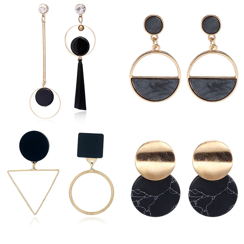 

Trendy Drop Metal Earrings For Women Gold Statement Vintage Round Earrings Geometric Earring 2019 Fashion Jewelry