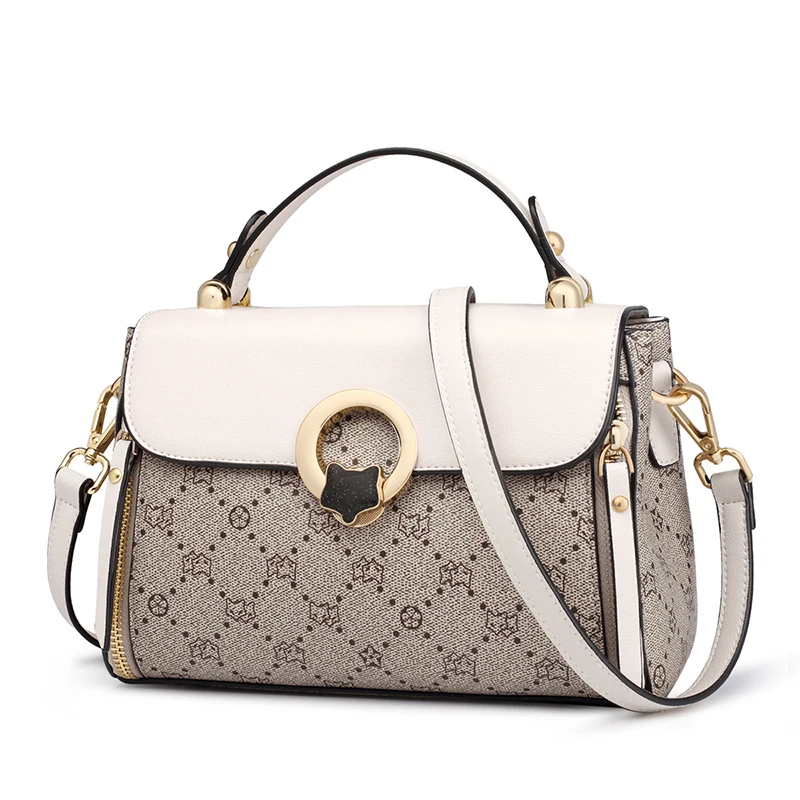 

FOXER Vintage Monogram Women's Bag PVC Leather Totes Retro Fashion Female Handbag Casual Ladies Travel Shoulder Cross-body Bag