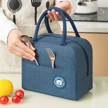 Bolsa de almuerzo portátil de 1 piezas para mujer, Niña y niño, bolsa térmica de lona, aislante, impermeable, para comida, Picnic