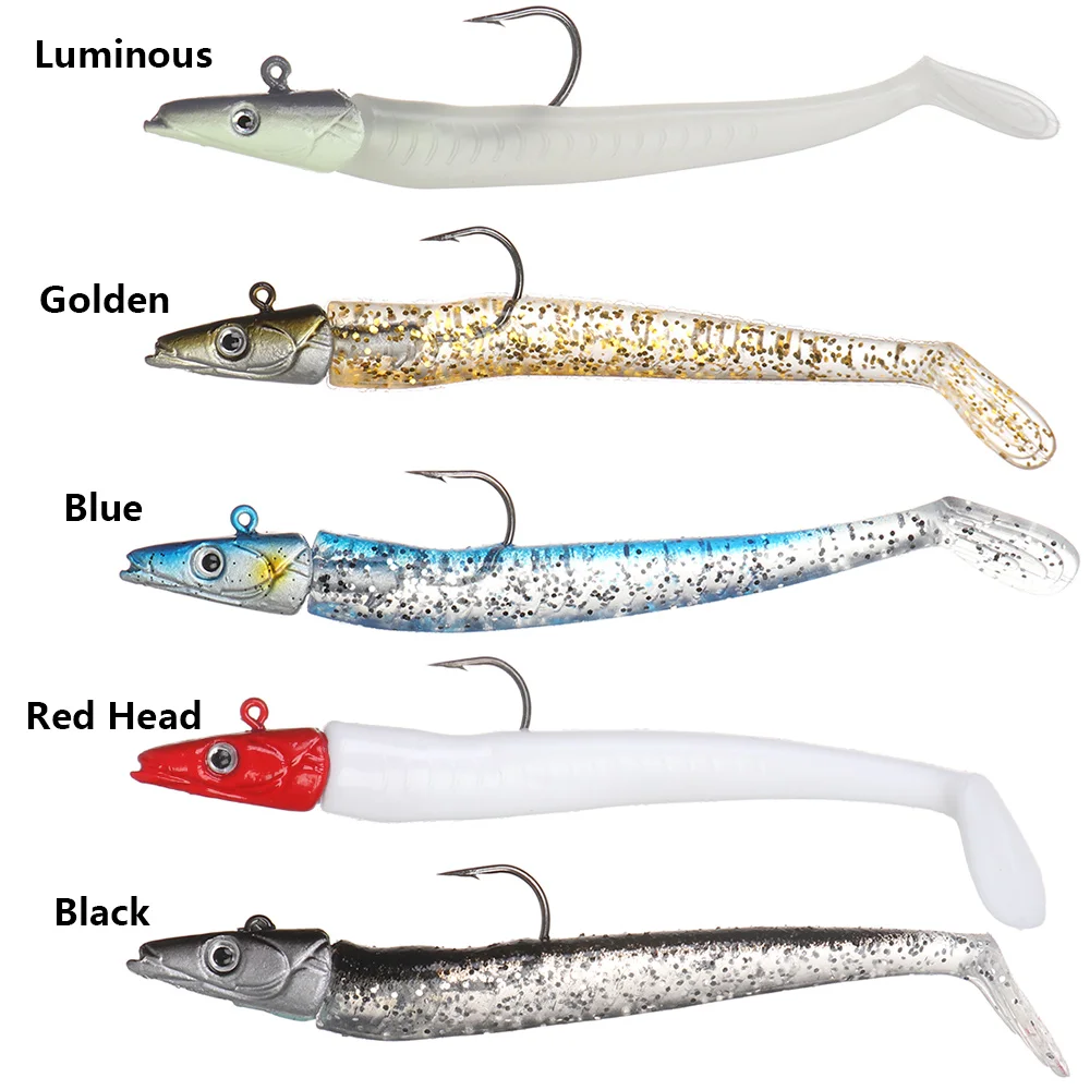 Soft Lure Glow Crazy Fish Sand Eel Wobbler Bait Silicone Sea Bass Pike Caña Rockfishing Grouper Vinyl Fishing Lead Jig | Спорт и